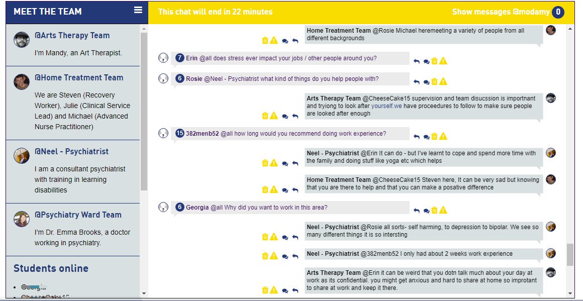 screenshot of a live chat